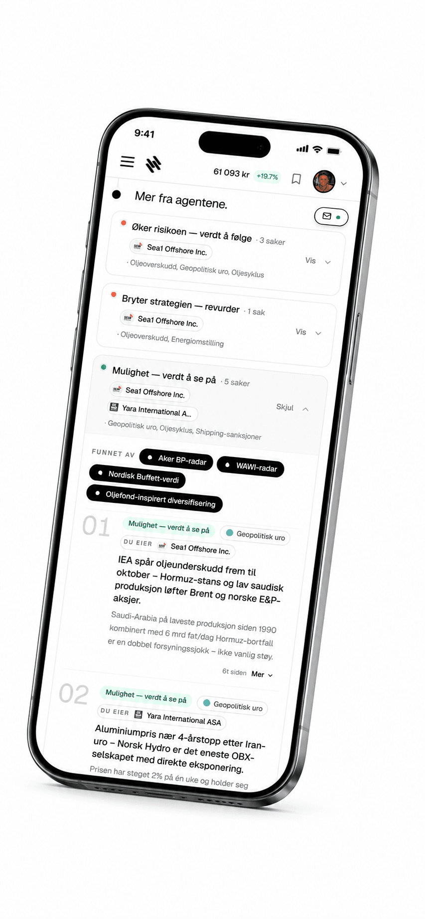 Agent-feed i Børsro-appen